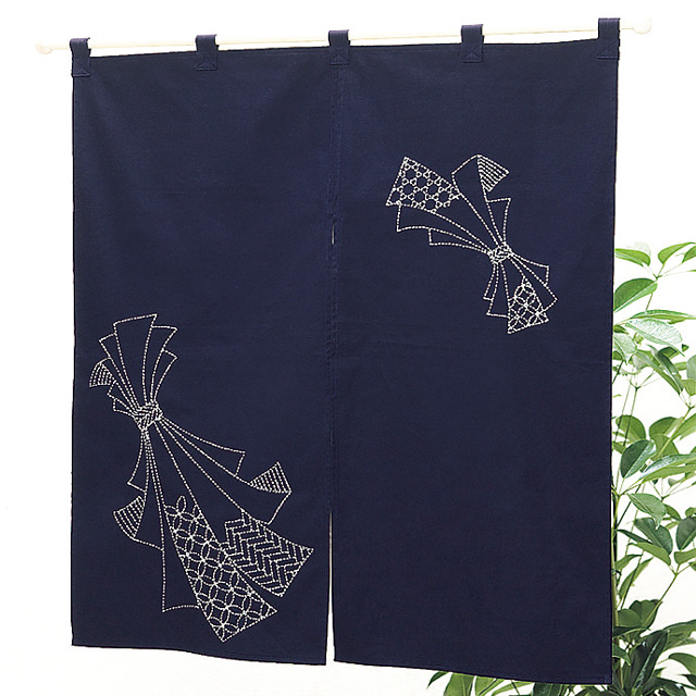 オリムパス 刺し子キット のれん 熨斗目-のしめ (76) 紺 99Zz99_