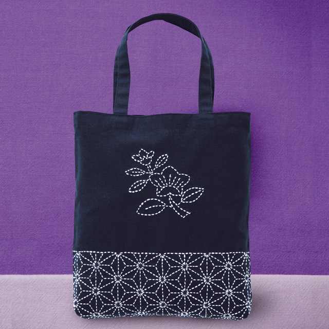 オリムパス 刺し子キット バッグ 桔梗 (213) 紺 06Bi99_