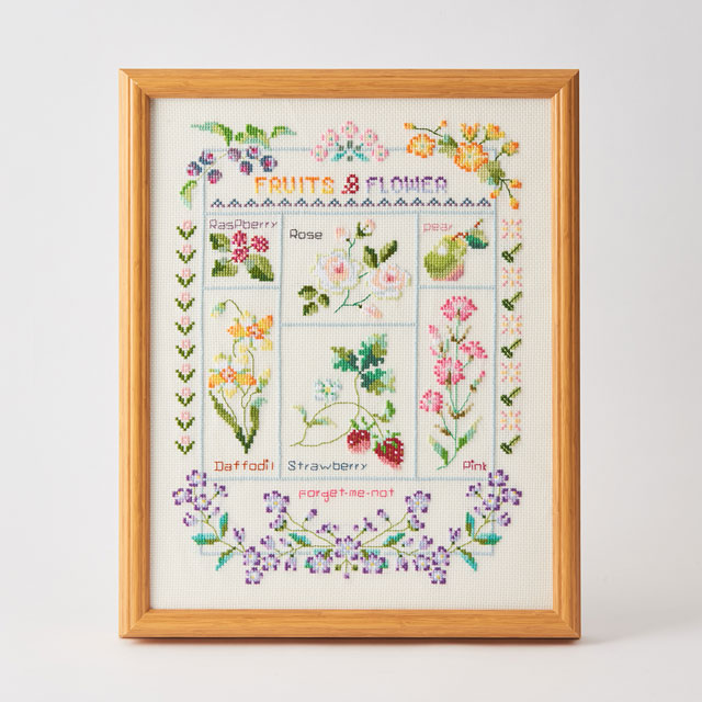 刺しゅうキット 戸塚刺しゅう 花と果物のクロスステッチ 花と果物のサンプラー（801） 06Bi99_