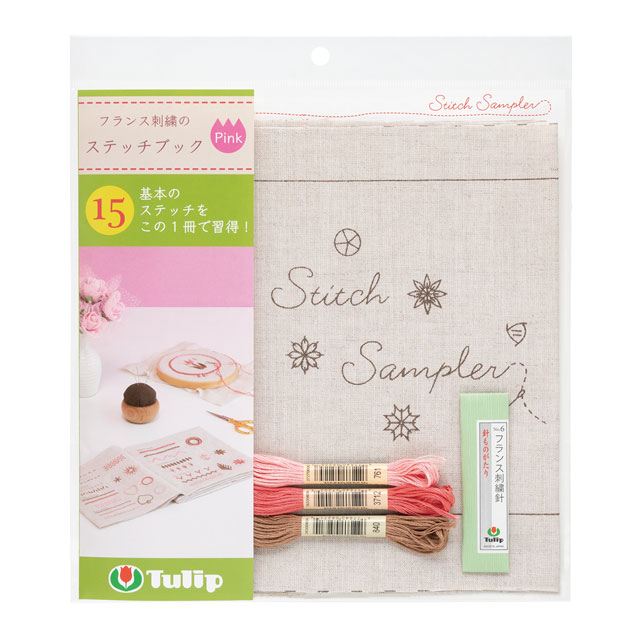 刺しゅうキットTulip-チューリップ- フランス刺繍のステッチブック(EK-101) ピンク 06Bi99_