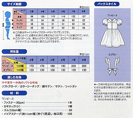 ソーイングパターン(型紙) シンプリシティ こどもエプロンつきワンピース(720) 09Bn31_