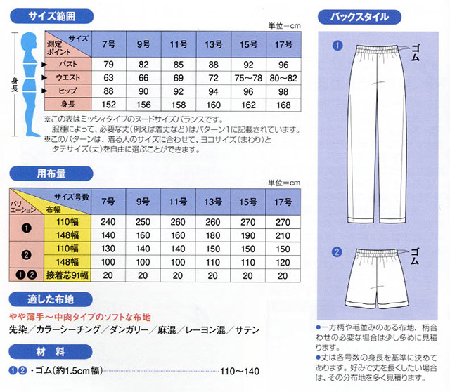 ソーイングパターン(型紙) シンプリシティ ロング&ショートパンツ(732) 09Bn31_