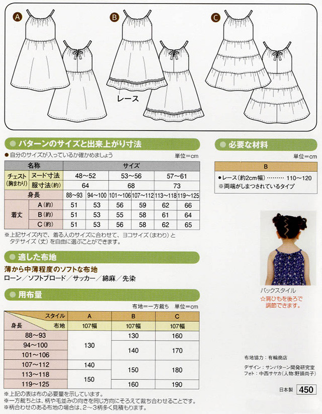 ソーイングパターン(型紙) こどもサマーワンピース(4769) 09Bn31_