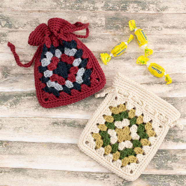 レシピNo.OKH-0019 グラニーモチーフのミニ巾着（Q25-4）