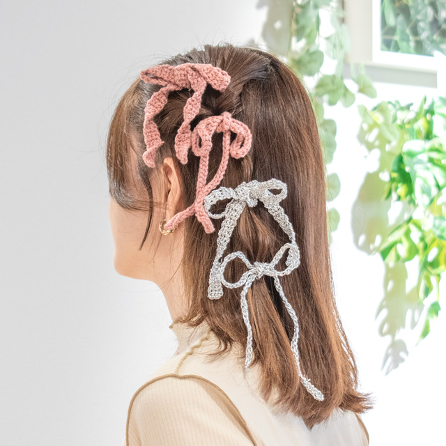 レシピNo.OKH-0021 スレッドコードと細編みのリボン（Q25-1）