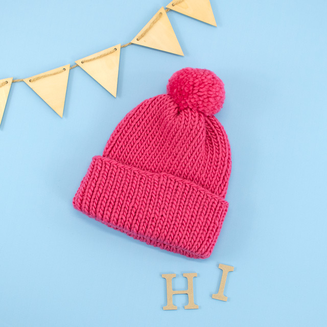 レシピNo.OKH-0035 ポンポン付きキッズ帽子(FR25-4)