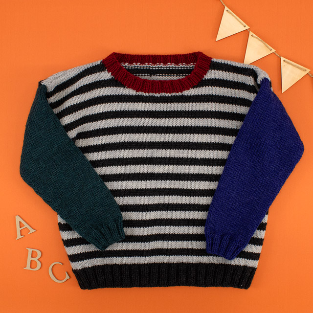 レシピNo.OKH-0048 キッズのボーダー柄セーター(SM25-1)
