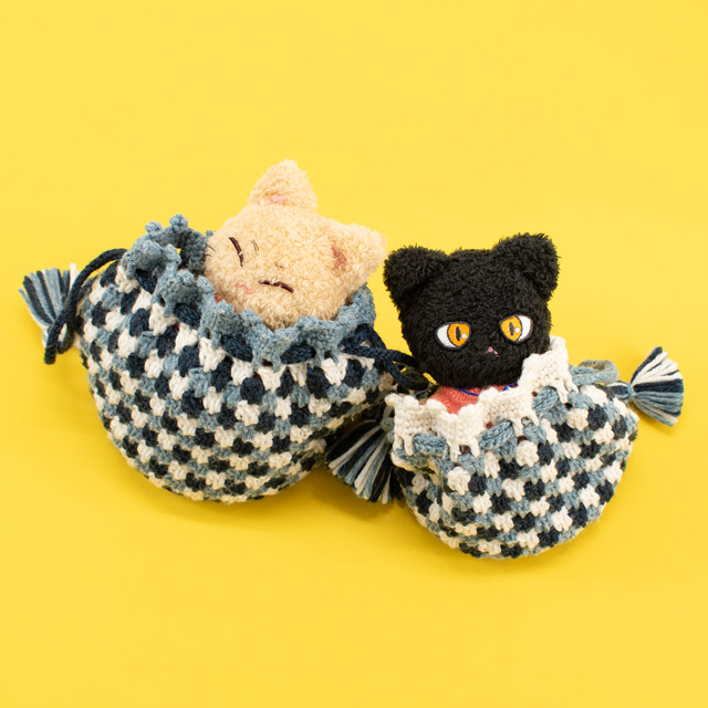 レシピNo.OKH-0053 かぎ針編みのトリコロール巾着（Q21-5）