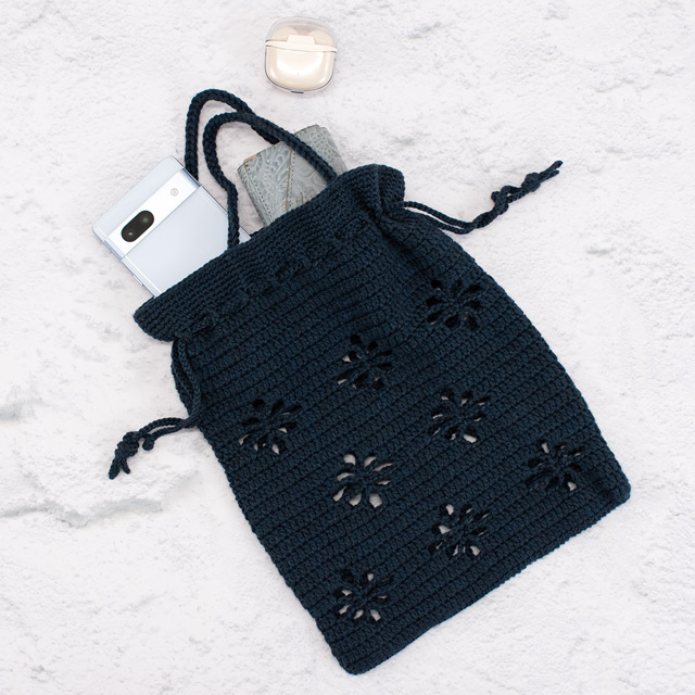 レシピNo.OKH-0063 お花模様のきんちゃくバッグ （Q23-2）