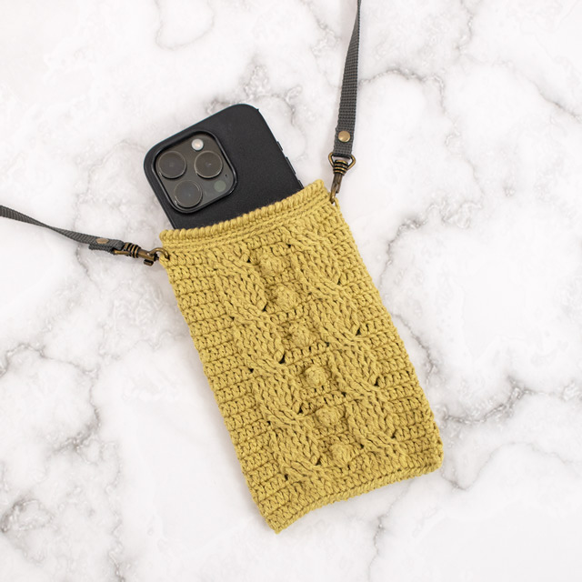 レシピNo.OKH-0068 ひき上げ模様のスマホショルダー（Q24-1）