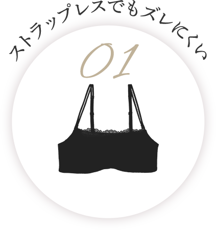 ストラップレスでもズレにくい